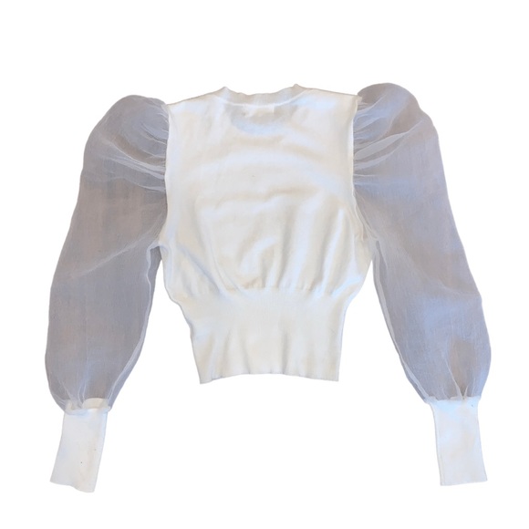 White Puff Sleeve Sweater - Picture 2 of 3